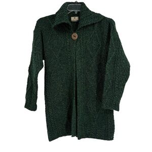 Carraig Donn Cardigan Women's Size Small Green Sweater Pure New Wool One Button